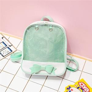 Mini Clear Kids Backpack | With Bow | Perfect for School | Green