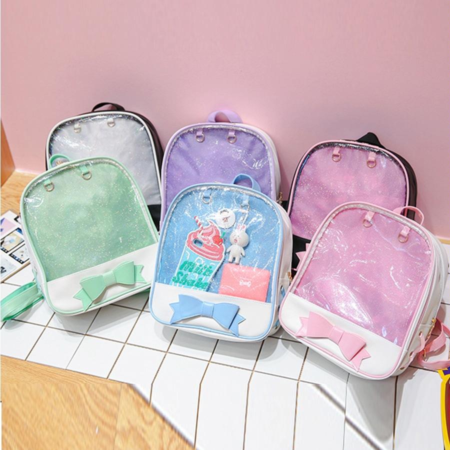 Mini Clear Kids Backpack | With Bow | Perfect for School | Green