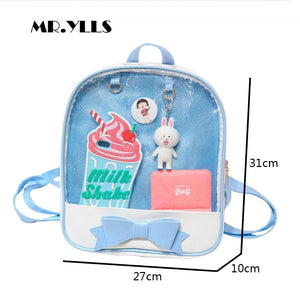 Mini Clear Kids Backpack | With Bow | Perfect for School | Green
