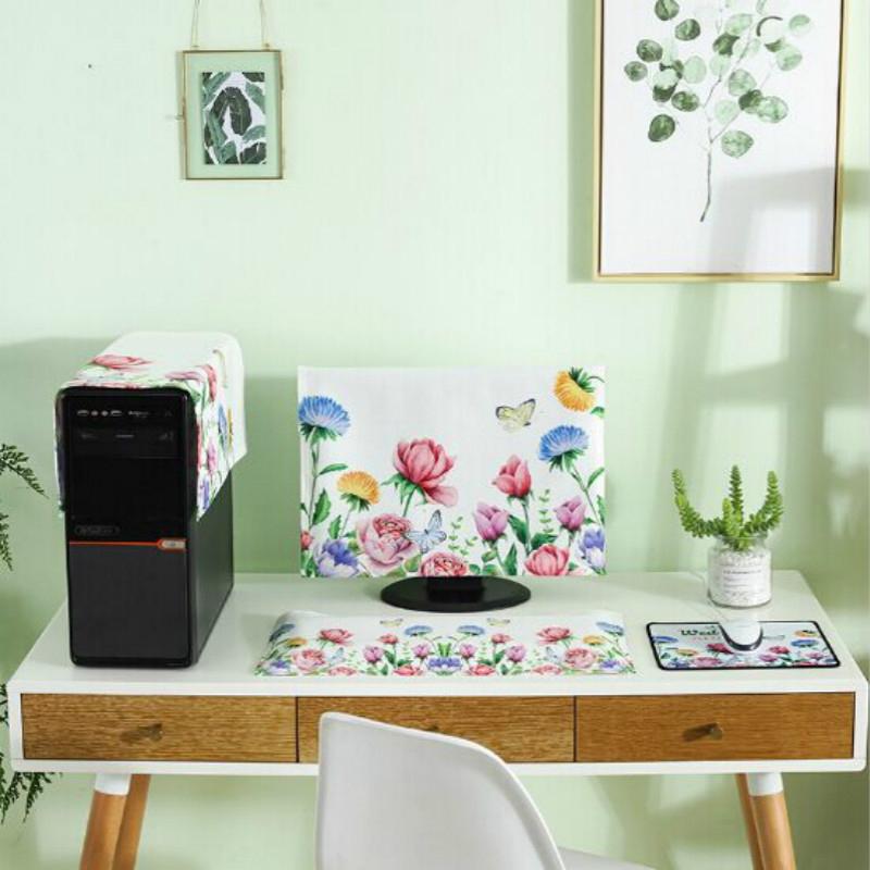 Universal 3-in-1 Desktop PC Dust Cover | Fits 23-24 Inch Screens | Fascinating Flamingo