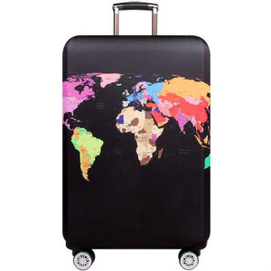 XL Travel Luggage Cover | Dustproof Scratch-Proof Elastic Sleeve | Fits 29-32 Inch Suitcases | English Map