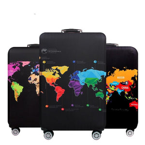 XL Travel Luggage Cover | Dustproof Scratch-Proof Elastic Sleeve | Fits 29-32 Inch Suitcases | English Map