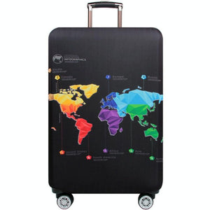 XL Travel Luggage Cover | Dustproof Scratch-Proof Elastic Sleeve | Fits 29-32 Inch Suitcases | English Map