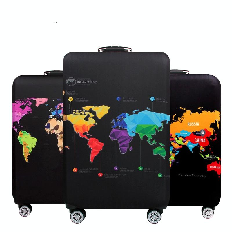 XL Travel Luggage Cover | Dustproof Scratch-Proof Elastic Sleeve | Fits 29-32 Inch Suitcases | English Map