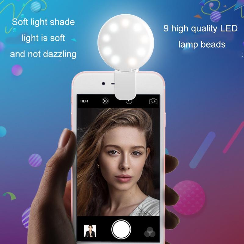 2 - Pack LED Selfie Light for Mobile Phone Photography | Black