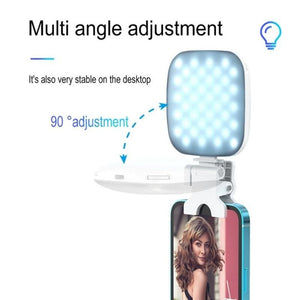 Portable Mini Clip - On LED Fill Light for Video Conferencing & Live Streaming | White