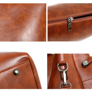 Retro Ladies Handbag | 4-in-1 Fashion Bucket Bag with Large Capacity | Brown