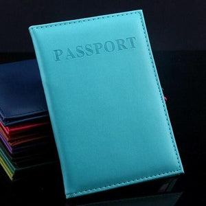 Travel Passport Cover Faux Leather Holder | Light Blue