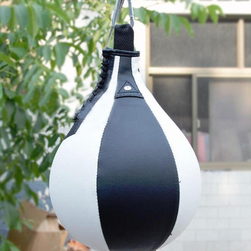 Adult Hanging Speed Ball for Boxing Fitness | Free Punching Bag | Pear Shape Black & White