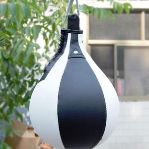 Adult Hanging Speed Ball for Boxing Fitness | Free Punching Bag | Pear Shape Black & White