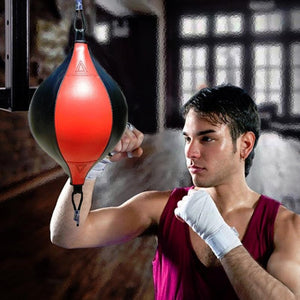 Adult Hanging Speed Ball for Boxing Fitness | Free Punching Bag | Pear Shape Black & White