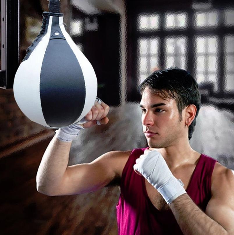 Adult Hanging Speed Ball for Boxing Fitness | Free Punching Bag | Pear Shape Black & White