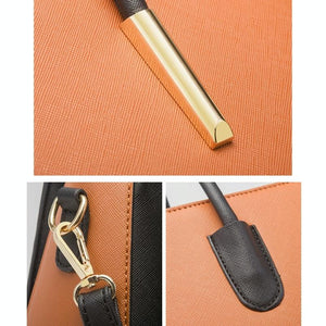 Large Capacity 4-in-1 Messenger Handbag with Fashionable Colour Block Design | Brown