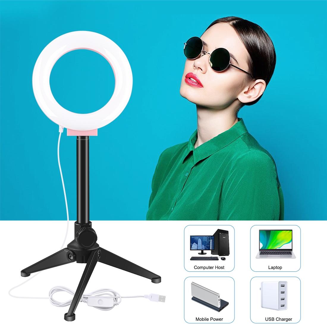 USB LED Ring Light | For Vlogging & Photography | 4.7 Inch | White Light | Pink