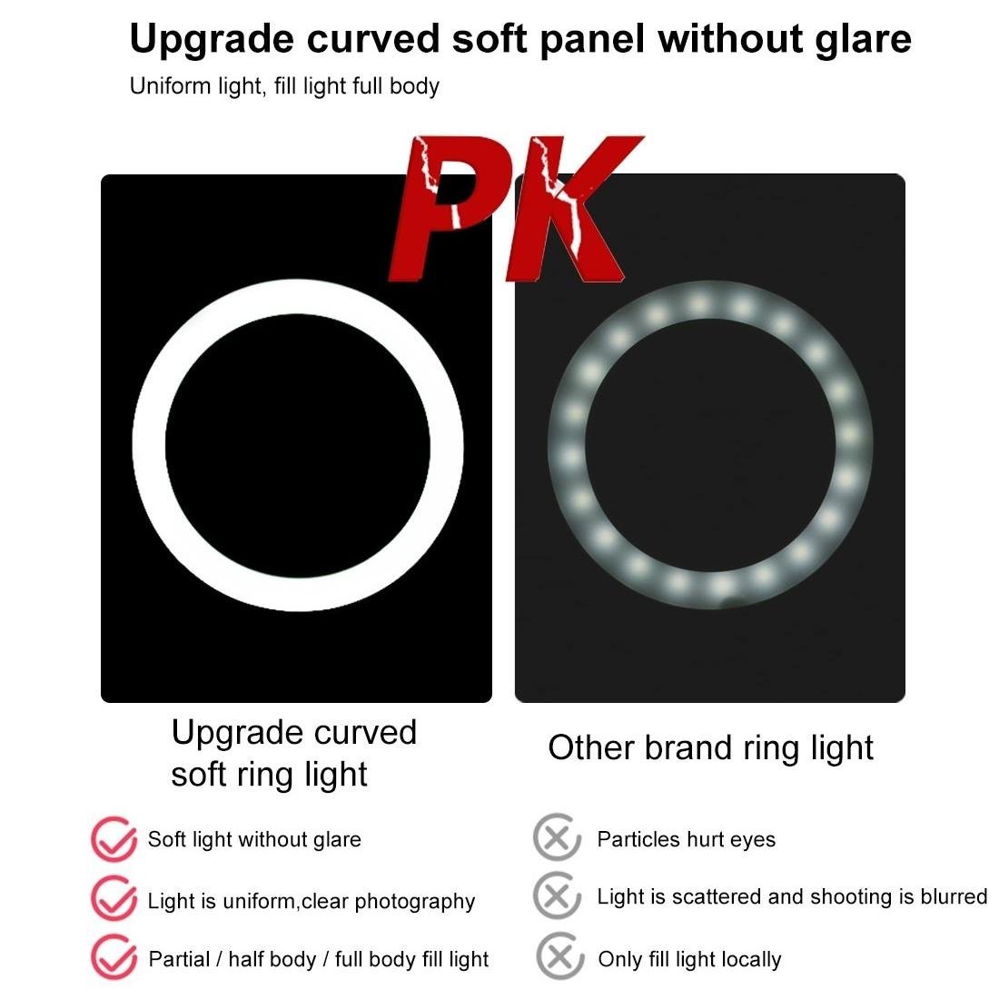 10.2" LED Ring Light with Tripod & Phone Clamp | 3 Modes Dual Colour Temperature Dimmable | Pink