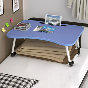 Adjustable Folding Laptop Desk with Non-Slip Legs & Card Slot | Pink