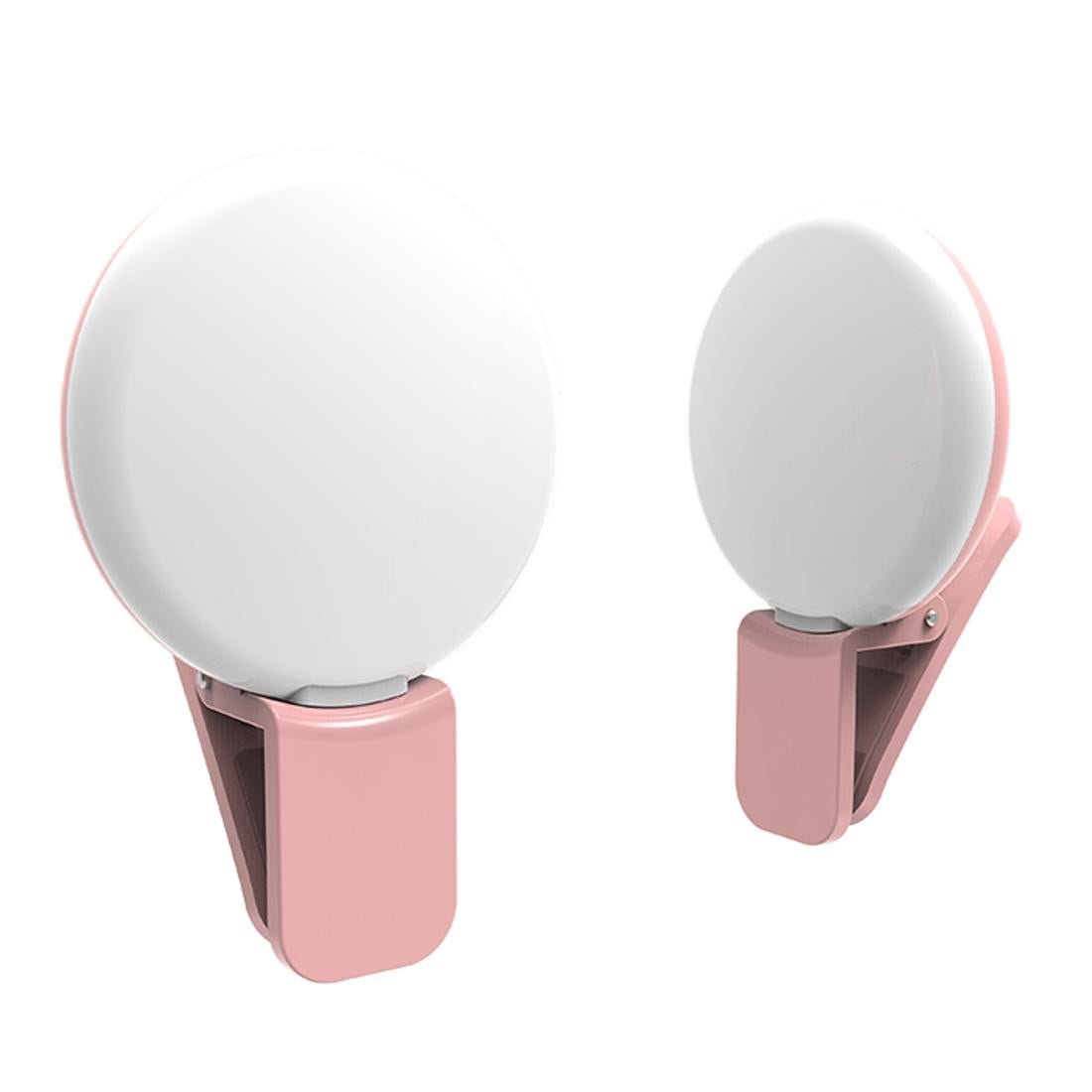 Portable Mini Beauty Light for Smartphones | 3 Brightness Levels | 9 LEDs Warm/White | iPhone, Galaxy, Huawei, Xiaomi, LG, HTC | Pink