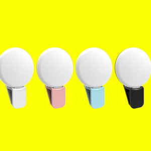 Portable Mini Beauty Light for Smartphones | 3 Brightness Levels | 9 LEDs Warm/White | iPhone, Galaxy, Huawei, Xiaomi, LG, HTC | Pink