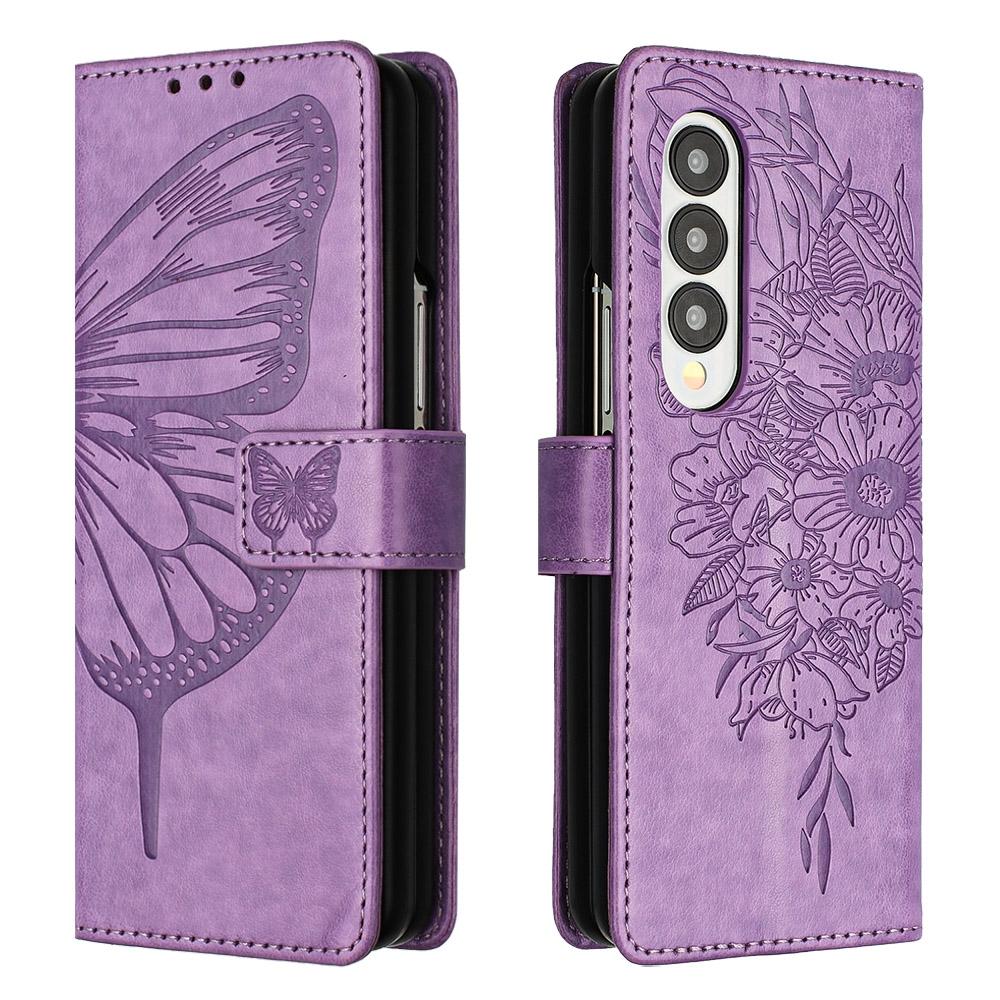 Butterfly Embossed Leather Phone Case | Light Purple | For iPhone