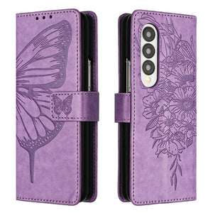 Butterfly Embossed Leather Phone Case | Light Purple | For iPhone