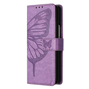 Butterfly Embossed Leather Phone Case | Light Purple | For iPhone