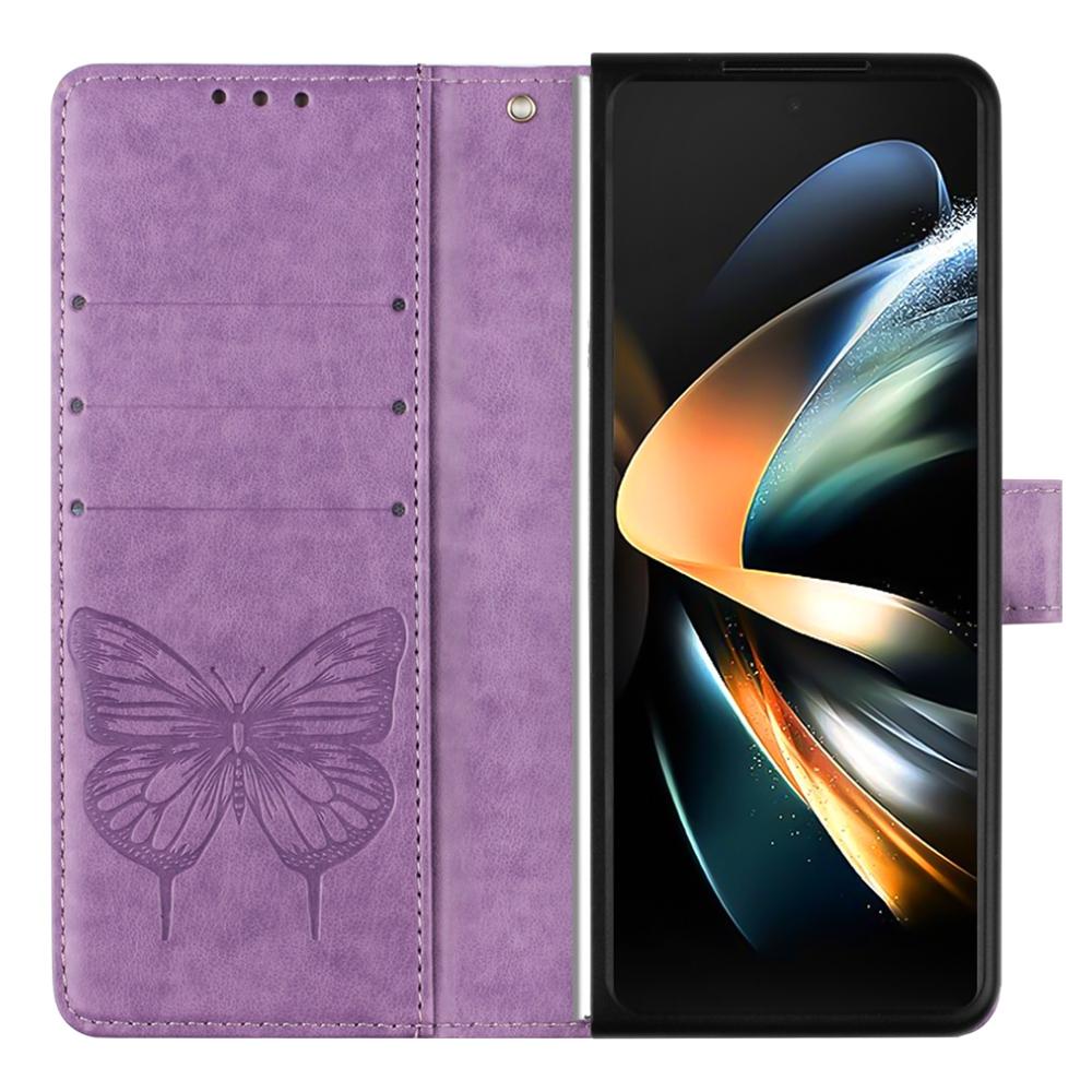 Butterfly Embossed Leather Phone Case | Light Purple | For iPhone