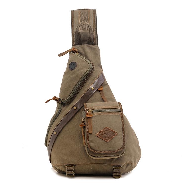 Multi Function Canvas Chest Bag | Shoulder Messenger | Crossbody Bag | Army Green