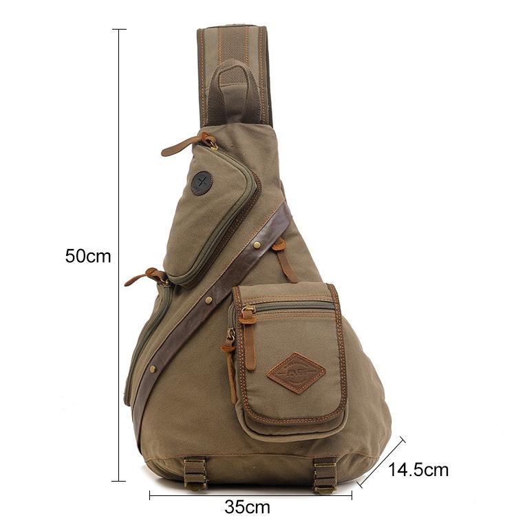 Multi Function Canvas Chest Bag | Shoulder Messenger | Crossbody Bag | Army Green