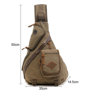 Multi Function Canvas Chest Bag | Shoulder Messenger | Crossbody Bag | Army Green