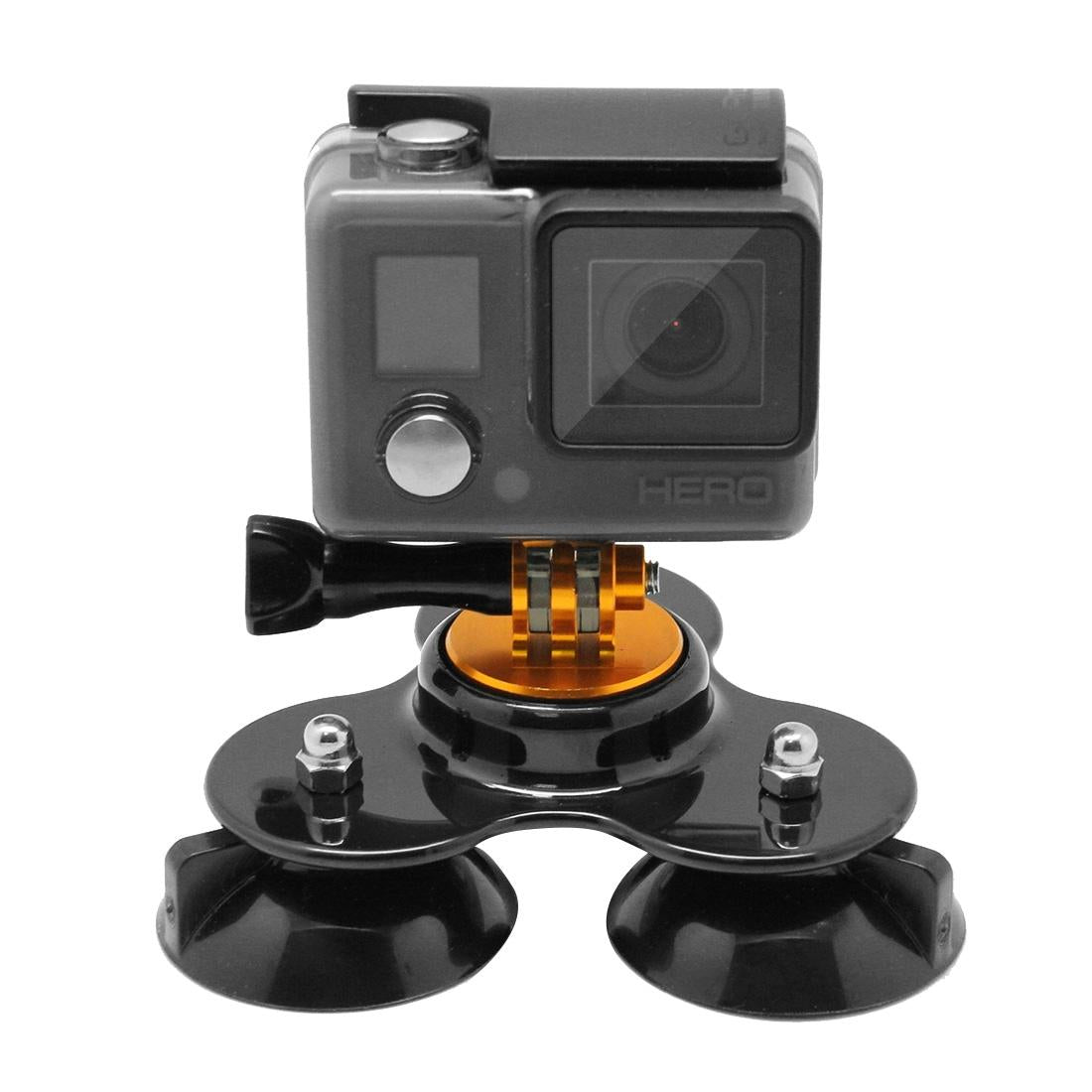 Universal Suction Cup Mount | For Action Cameras | With Tripod & Handle | Gold