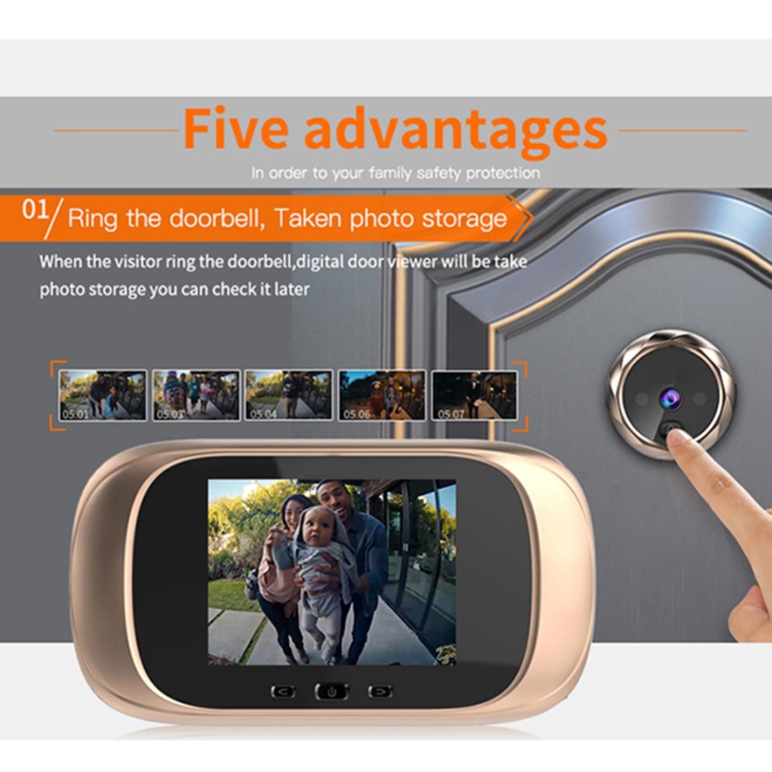 2.8" LCD Screen Cat Eye Doorbell with Night Vision | Gold