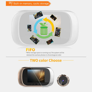 2.8" LCD Screen Cat Eye Doorbell with Night Vision | Gold