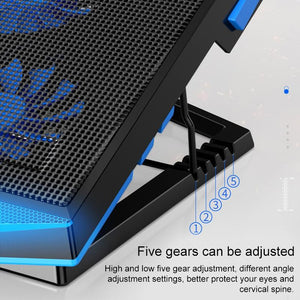 5-Core Dual Port Laptop Stand with Cooling Fan | Blue