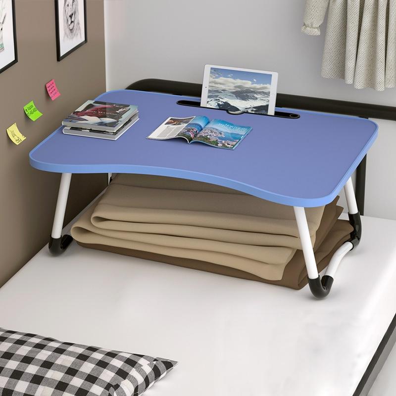 Adjustable Folding Laptop Desk with Non-Slip Legs & Card Slot | Dark Blue