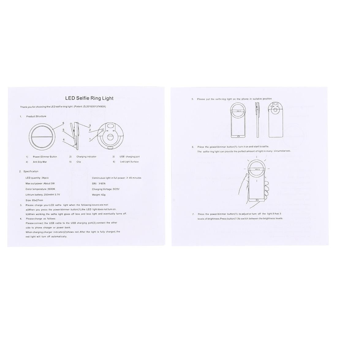 Adjustable Clip Beauty Light for Smartphones | USB Cable | Blue