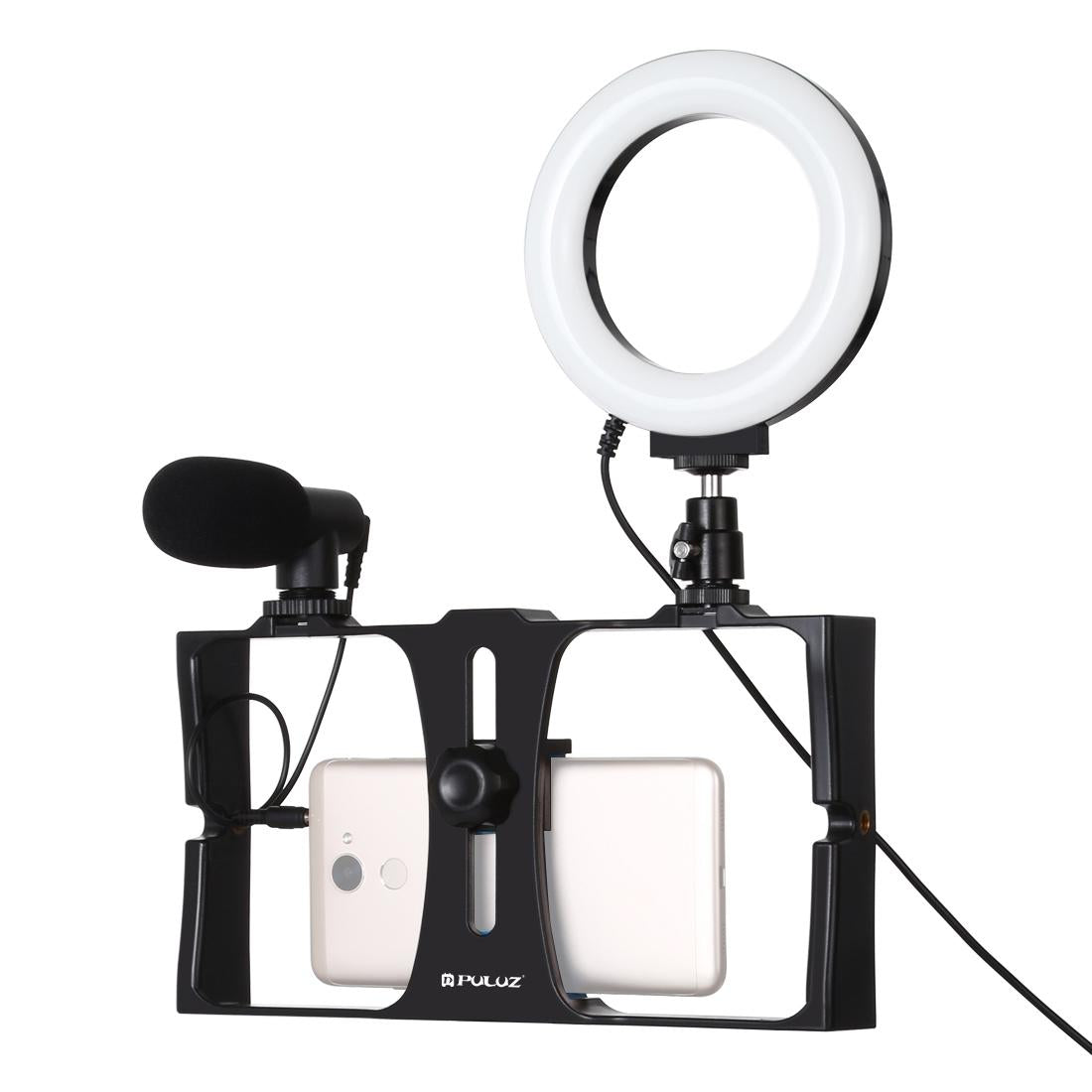 3-in-1 Vlogging Kit with Smartphone Rig, Microphone & LED Ring Light | Blue