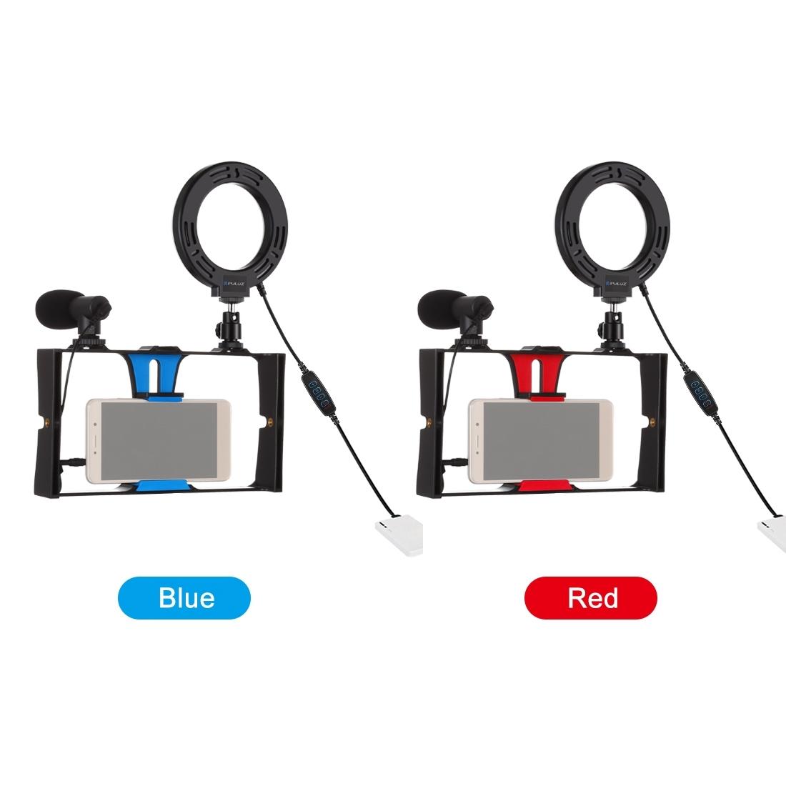 3-in-1 Vlogging Kit with Smartphone Rig, Microphone & LED Ring Light | Blue