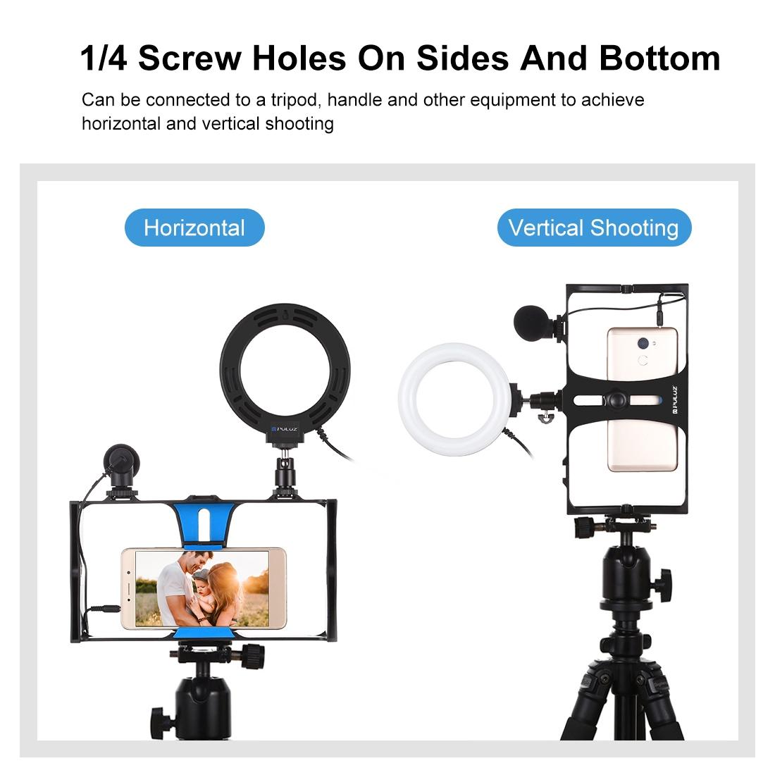 3-in-1 Vlogging Kit with Smartphone Rig, Microphone & LED Ring Light | Blue