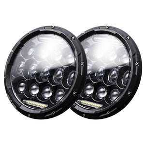 2 Pcs 7 Inch LED Motorcycle Headlight | DC 10-48V | 36W | 6000K | 12 SMD-5630 & Crystal Lamp Beads | White Light