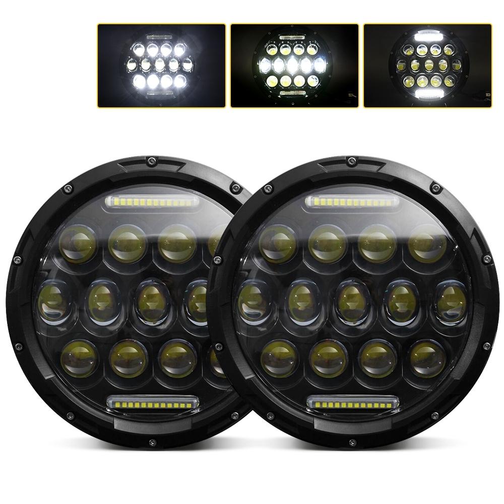 2 Pcs 7 Inch LED Motorcycle Headlight | DC 10-48V | 36W | 6000K | 12 SMD-5630 & Crystal Lamp Beads | White Light