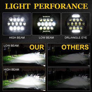 2 Pcs 7 Inch LED Motorcycle Headlight | DC 10-48V | 36W | 6000K | 12 SMD-5630 & Crystal Lamp Beads | White Light