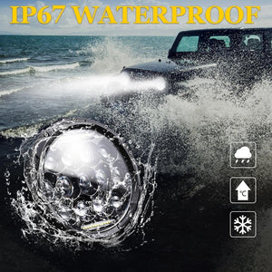 2 Pcs 7 Inch LED Motorcycle Headlight | DC 10-48V | 36W | 6000K | 12 SMD-5630 & Crystal Lamp Beads | White Light