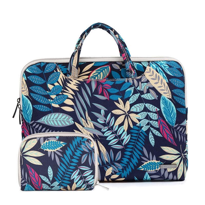 13.3 Inch Simple Business Laptop Bag | With Liner | LS-116 | Canvas Colorful Leaves | Blue