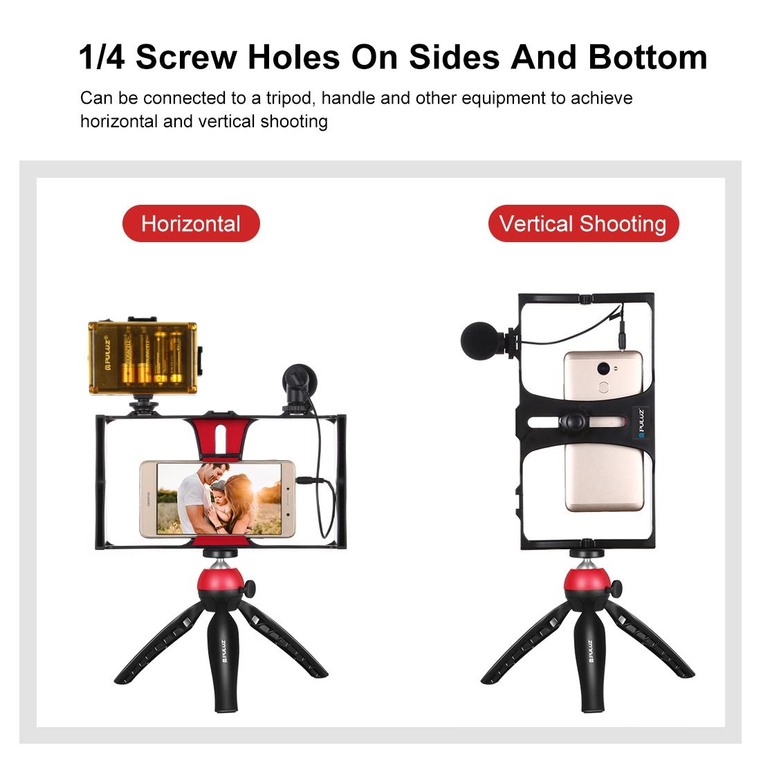 Live Broadcast Vlogging Kit with LED Light | Microphone | Tripod & Cold Shoe Head | Red