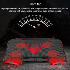 5-Core Dual Port Laptop Stand with Cooling Fan | Red