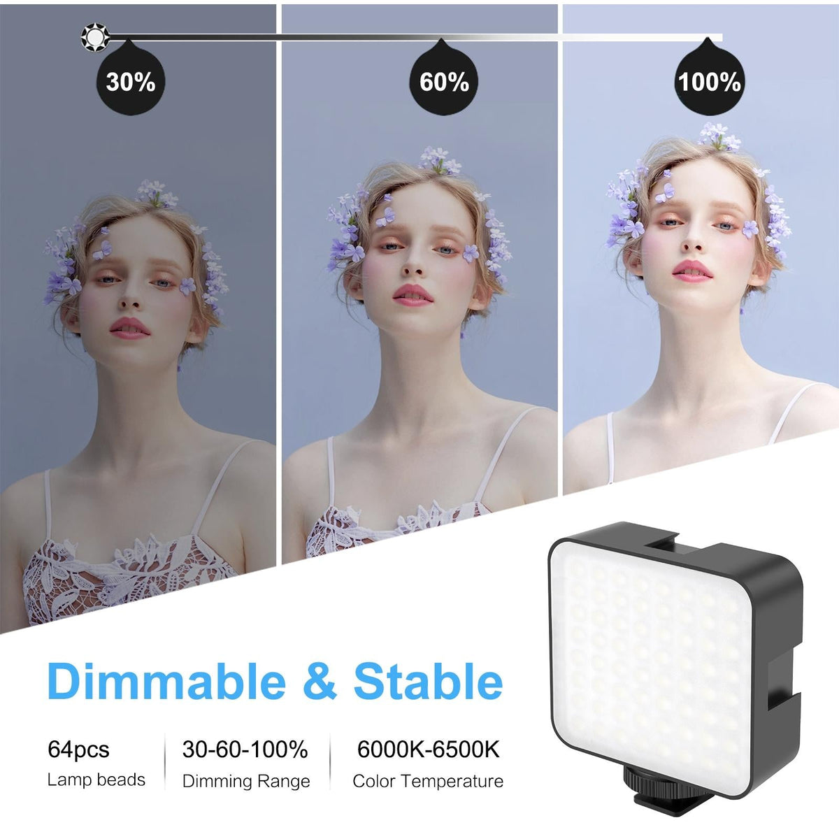 Vlogging Live Broadcast Kit with LED Fill Light, Microphone, Tripod Mount & Cold Shoe Head | Red