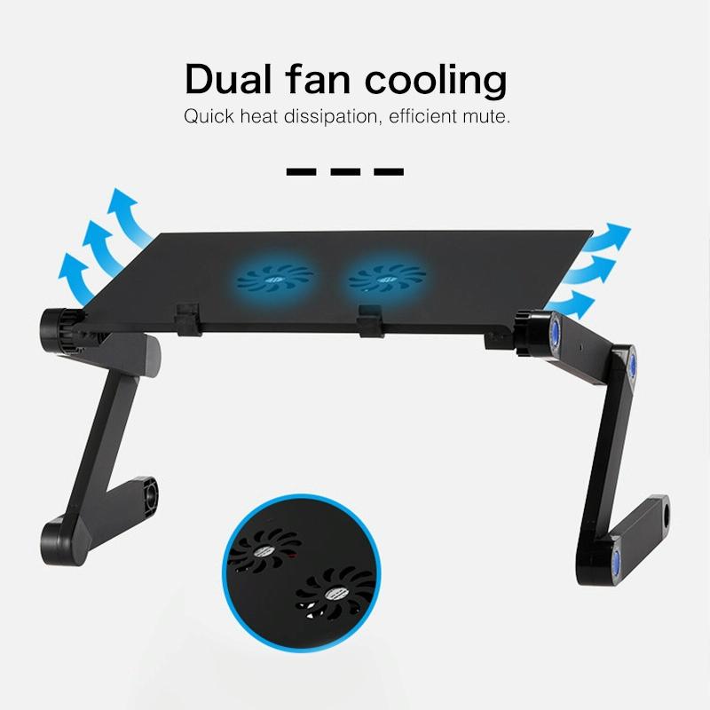 Foldable Laptop Stand with Dual Fans & Mouse Pad | 360° Adjustable | Red