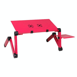 Foldable Laptop Stand with Dual Fans & Mouse Pad | 360° Adjustable | Red
