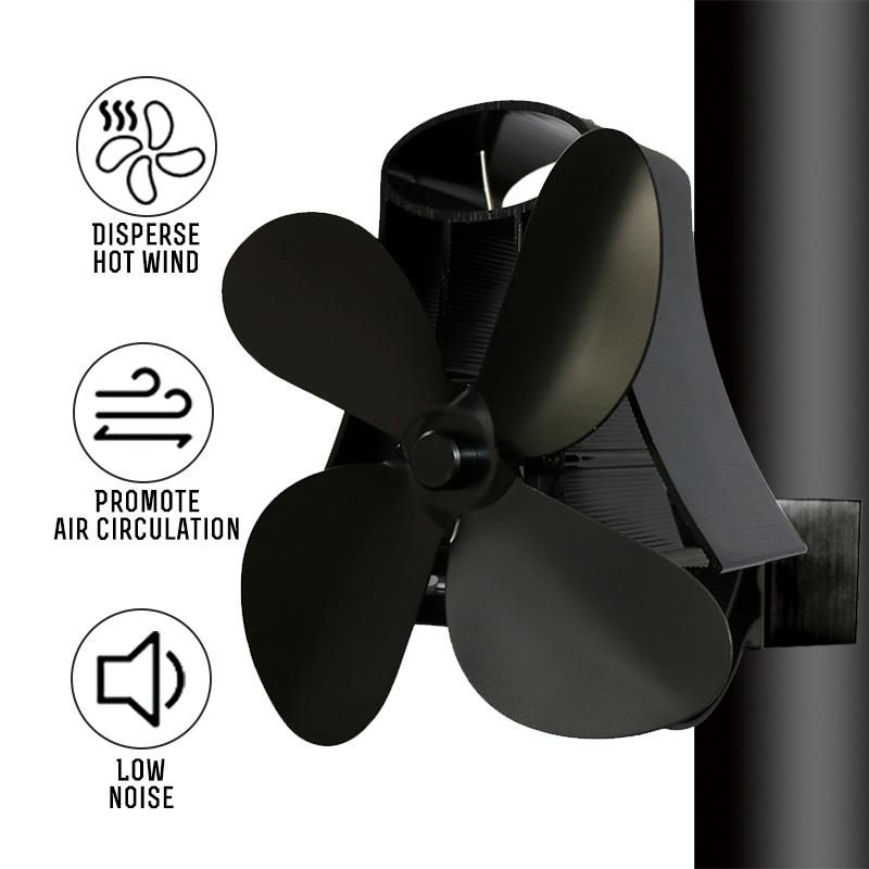 4-Blade Fireplace Stove Fan | Heat Powered | Aluminum (Variant 3)