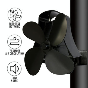 4-Blade Fireplace Stove Fan | Heat Powered | Aluminum (Variant 3)